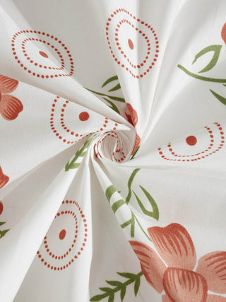 FABINALIV White Floral 300 TC Cotton Blend Single Bedsheet with Pillow Cover (225X150 cm)