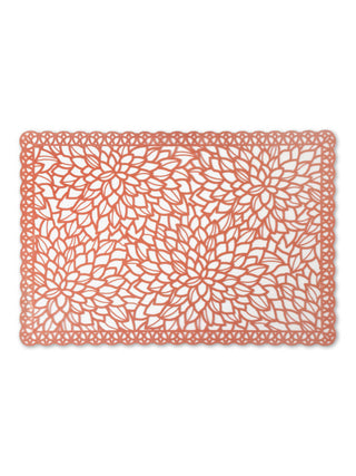 FABINALIV Set of 6 Copper Floral Embellished Plastic Table Mats (45X30 cm)