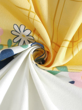 FABINALIV Yellow Geometric 300 TC Cotton Blend King Size Double Bedsheet with 2 Pillow Covers (250X225 cm)