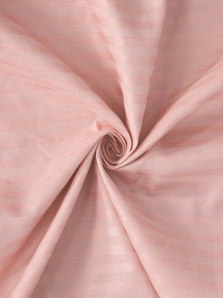 FABINALIV Peach Striped 300 TC Cotton Blend Super King Size Double Bedsheet with 2 Pillow Covers