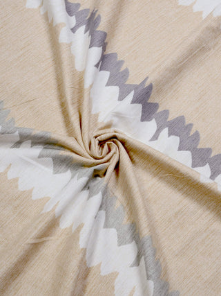 FABINALIV Beige Striped 300 TC Cotton Blend King Size Fitted Double Bedsheet with 2 Pillow Covers (250X225 cm)
