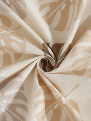 FABINALIV Beige Floral 300 TC Cotton Blend Single Bedsheet with Pillow Cover (225X150 cm)