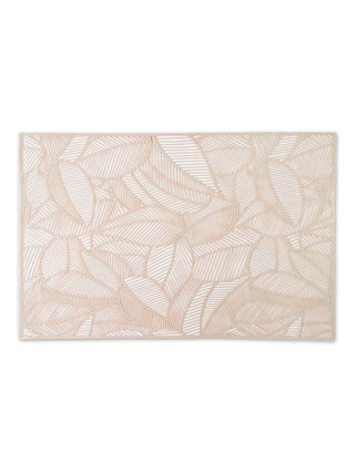 FABINALIV Set of 6 Gold Floral Textured PVC Table Mats (45X30 cm)