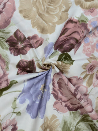 FABINALIV Multicolor Floral 300 TC Cotton Blend Super King Size Double Bedsheet with 2 Pillow Covers (270X270 cm)