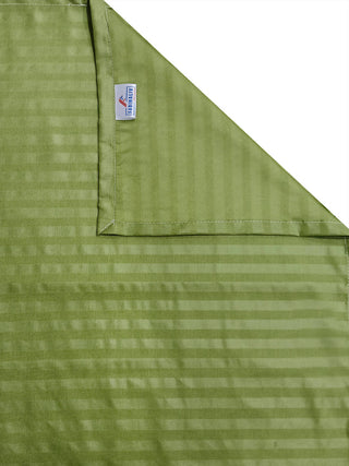 FABINALIV Olive Striped 300 TC Cotton Blend Super King Size Double Bedsheet with 2 Pillow Covers (270X270 cm)