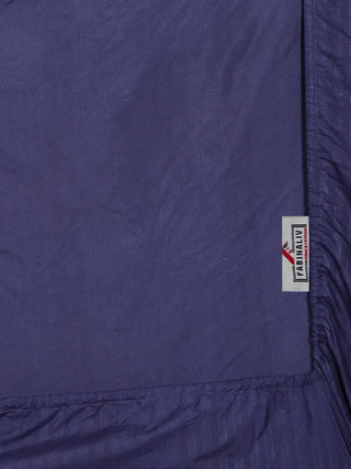 FABINALIV Navy Blue Striped 300 TC Cotton Blend Super King Size Fitted Double Bedsheet with 2 Pillow Covers (270X270 cm)