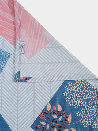 FABINALIV Multicolor Geometric 300 TC Cotton Blend Single Bedsheet with Pillow Cover (225X150 cm)