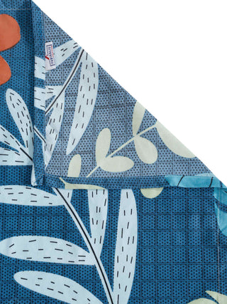 FABINALIV Blue Floral 300 TC Cotton Blend Single Bedsheet with Pillow Cover (225X150 cm)