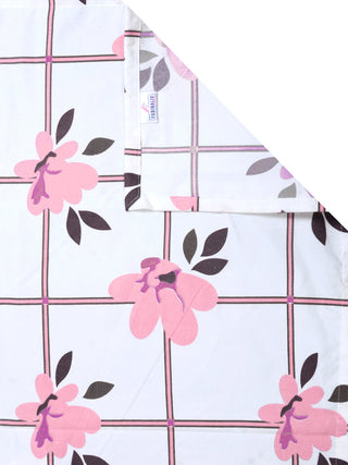 FABINALIV Pink Floral 300 TC Cotton Blend King Size Double Bedsheet with 2 Pillow Covers (250X225 cm)