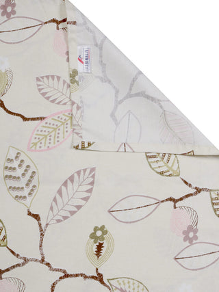 FABINALIV Beige Floral 300 TC 100% Cotton King Size Double Bedsheet with 2 Pillow Covers (250X225 cm)