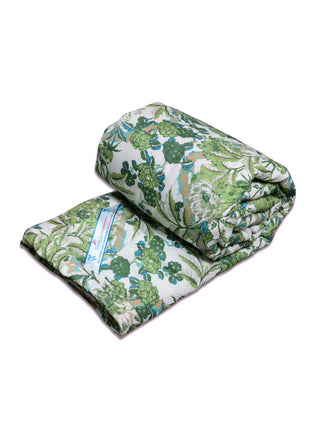 FABINALIV Green Floral Ultrasonic Quilted Reversible 350 GSM AC Room Double Bed Comforter