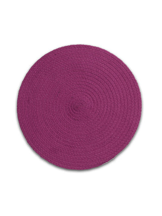 FABINALIV Set of 6 Purple Solid Braided Cotton Table Mats (39X39 cm)