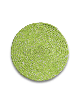 FABINALIV Set of 6 Green Abstract Braided Cotton Table Mats (39X39 cm)