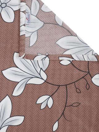 FABINALIV Brown Floral 300 TC Cotton Blend Single Bedsheet with Pillow Cover (225X150 cm)