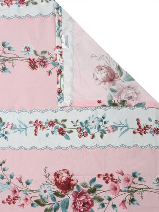 FABINALIV Pink Floral 300 TC Cotton Blend King Size Double Bedsheet with 2 Pillow Covers (250X225 cm)