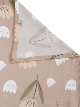FABINALIV Brown Floral 300 TC Cotton Blend Single Bedsheet with Pillow Cover (225X150 cm)