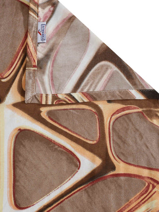 FABINALIV Brown Geometric 300 TC Cotton Blend Single Bedsheet with Pillow Cover (225X150 cm)
