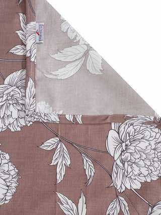 FABINALIV Brown Floral 300 TC Cotton Blend Single Bedsheet with Pillow Cover (225X150 cm)