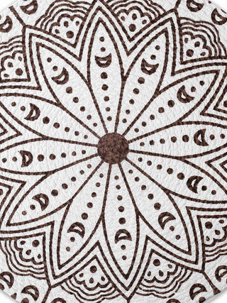 FABINALIV Set of 6 Brown Floral Braided Cotton Table Mats (38X38 cm)
