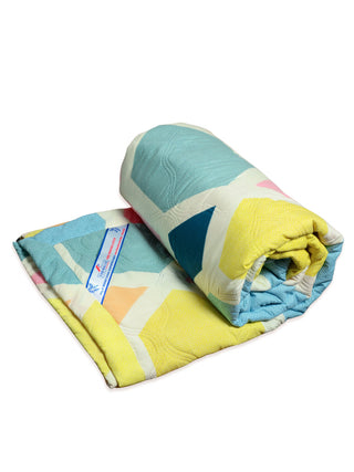 FABINALIV Multicolor Geometric Ultrasonic Quilted Reversible 350 GSM AC Room Double Bed Comforter