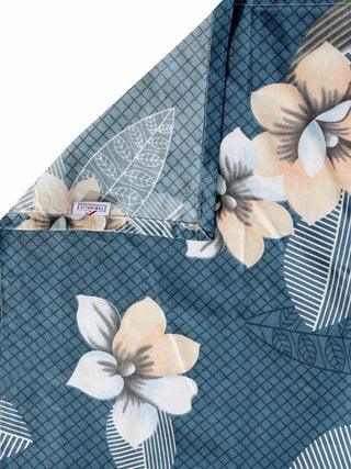 FABINALIV Blue Floral 300 TC Cotton Blend Single Bedsheet with Pillow Cover (225X150 cm)