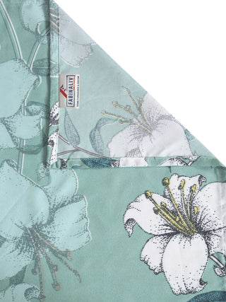 FABINALIV Green Floral 300 TC Cotton Blend King Size Double Bedsheet with 2 Pillow Covers (250X225 cm)