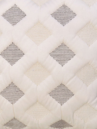 FABINALIV Set of 5 Cream Geometric Cotton Blend Square Cushion Covers (40X40 cm)