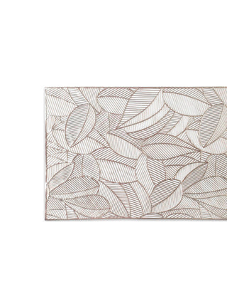 FABINALIV Set of 6 Gold Floral Textured PVC Table Mats (45X30 cm)