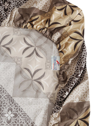 FABINALIV Multicolor Geometric 300 TC Cotton Blend King Size Fitted Double Bedsheet with 2 Pillow Covers (250X225 cm)