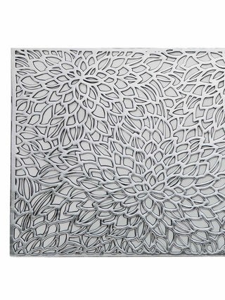 FABINALIV Set of 6 Silver Floral Textured PVC Table Mats (45X30 cm)