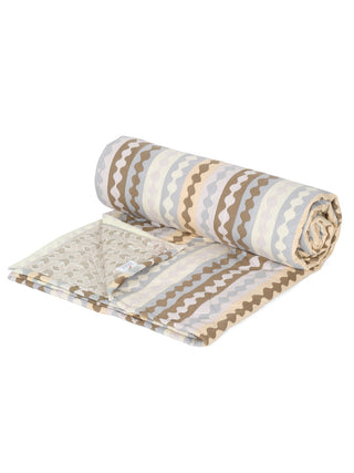 FABINALIV Multicolor Striped Reversible Mild Winter 350 GSM Micro Fiber Filling Single Bed Comforter