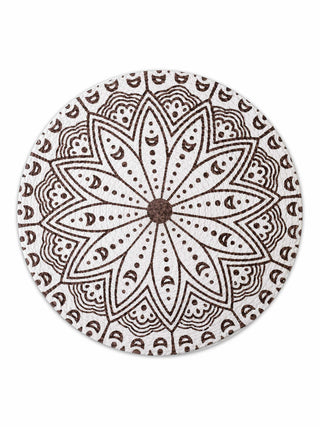 FABINALIV Set of 6 Brown Floral Braided Cotton Table Mats (38X38 cm)