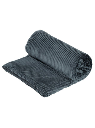 FABINALIV Grey Striped Woollen Mild Winter 450 GSM Double Bed Comforter