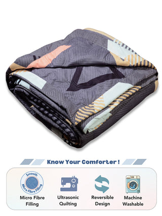 FABINALIV Multicolor Geometric Ultrasonic Quilted Reversible 350 GSM AC Room Double Bed Comforter