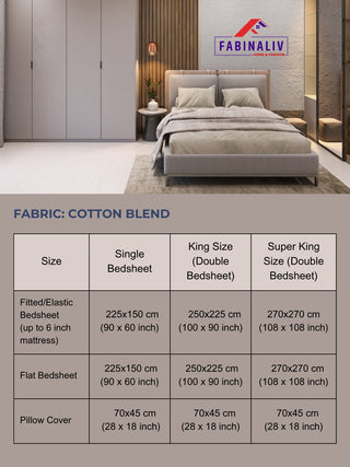 FABINALIV Yellow Geometric 300 TC Cotton Blend King Size Double Bedsheet with 2 Pillow Covers (250X225 cm)
