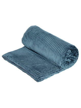 FABINALIV Blue Striped Mild Winter 450 GSM Micro Fiber Filling Double Bed Comforter