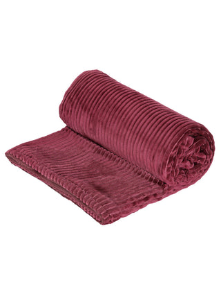 FABINALIV Maroon Striped Woollen Mild Winter 450 GSM Double Bed Comforter
