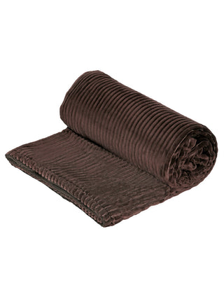 FABINALIV Brown Striped Woollen Mild Winter 450 GSM Double Bed Comforter
