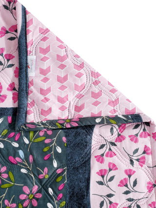 FABINALIV Multicolor Geometric Reversible Mild Winter 350 GSM Micro Fiber Filling Single Bed Comforter