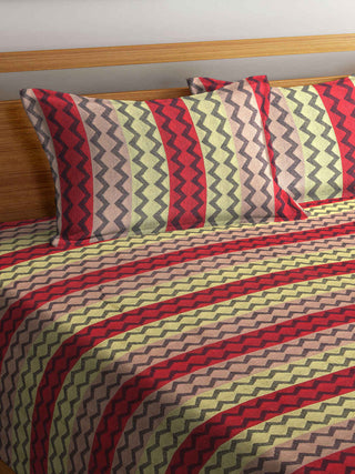 FABINALIV Multicolor Striped 100% Cotton Handwoven King Size Double Bedcover with 2 Pillow Covers (250X225 cm)