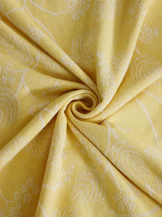 FABINALIV Yellow Floral 100% Cotton Handwoven King Size Double Bedcover with 2 Pillow Covers (250X225 cm)