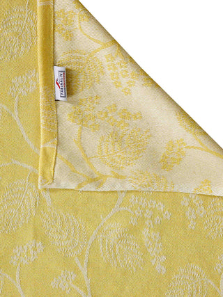 FABINALIV Yellow Floral 100% Cotton Handwoven King Size Double Bedcover with 2 Pillow Covers (250X225 cm)