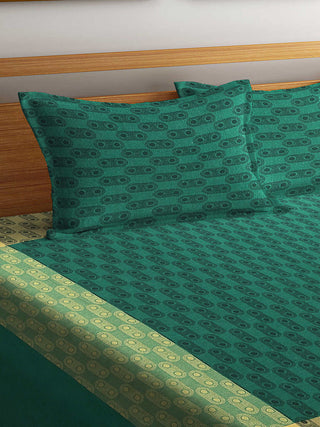 FABINALIV Multicolor Geometric 100% Cotton Handwoven King Size Double Bedcover with 2 Pillow Covers (250X225 cm)