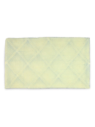 FABINALIV Blue Geometric Cotton Blend Bath Mat (60X40 cm)