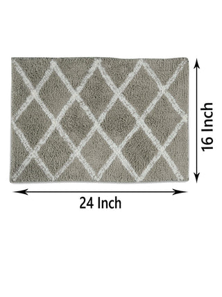 FABINALIV Beige Geometric Cotton Blend Bath Mat (60X40 cm)