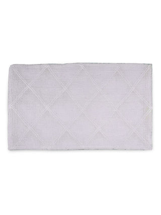 FABINALIV Beige Geometric Cotton Blend Bath Mat (60X40 cm)
