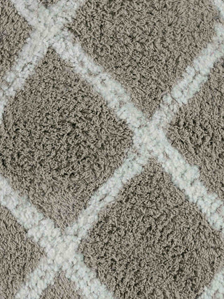 FABINALIV Beige Geometric Cotton Blend Bath Mat (60X40 cm)