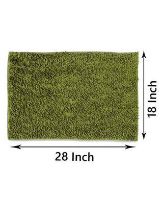 FABINALIV Green Solid Cotton Blend Bath Mat (70X45 cm)