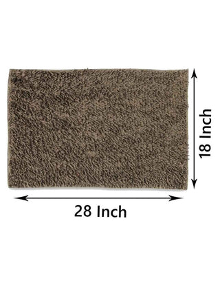 FABINALIV Brown Solid Cotton Blend Bath Mat (70X45 cm)