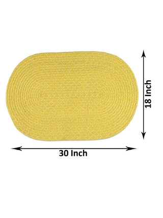FABINALIV Yellow Abstract Cotton Blend Bath Mat (75X45 cm)